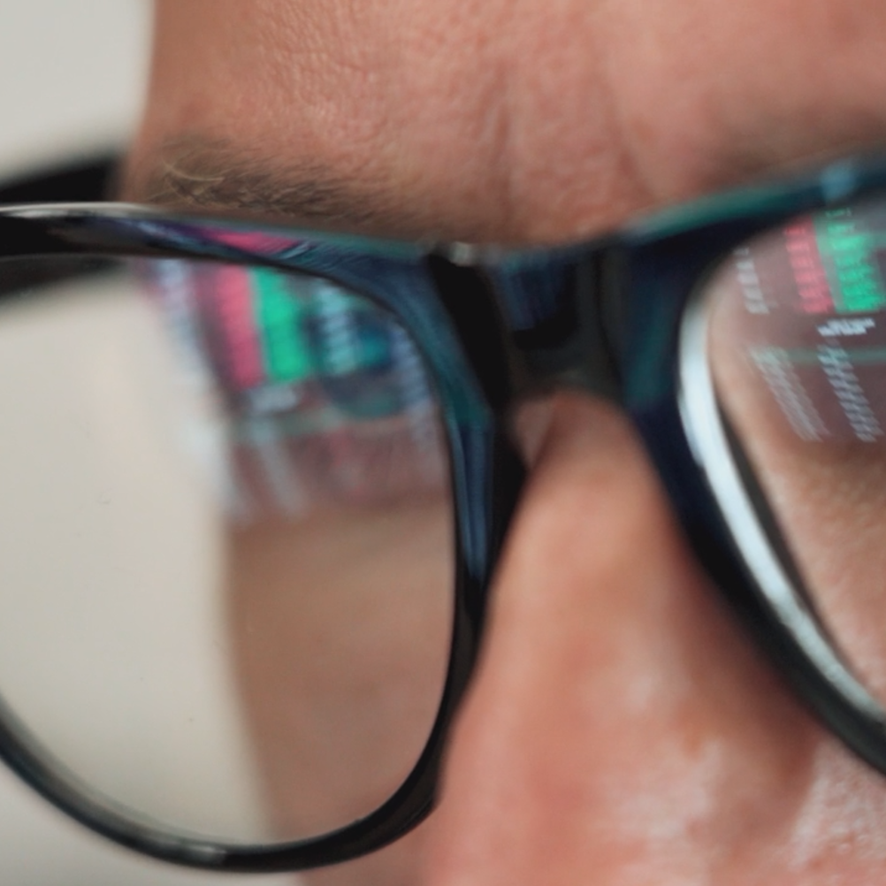 Man looking at a table