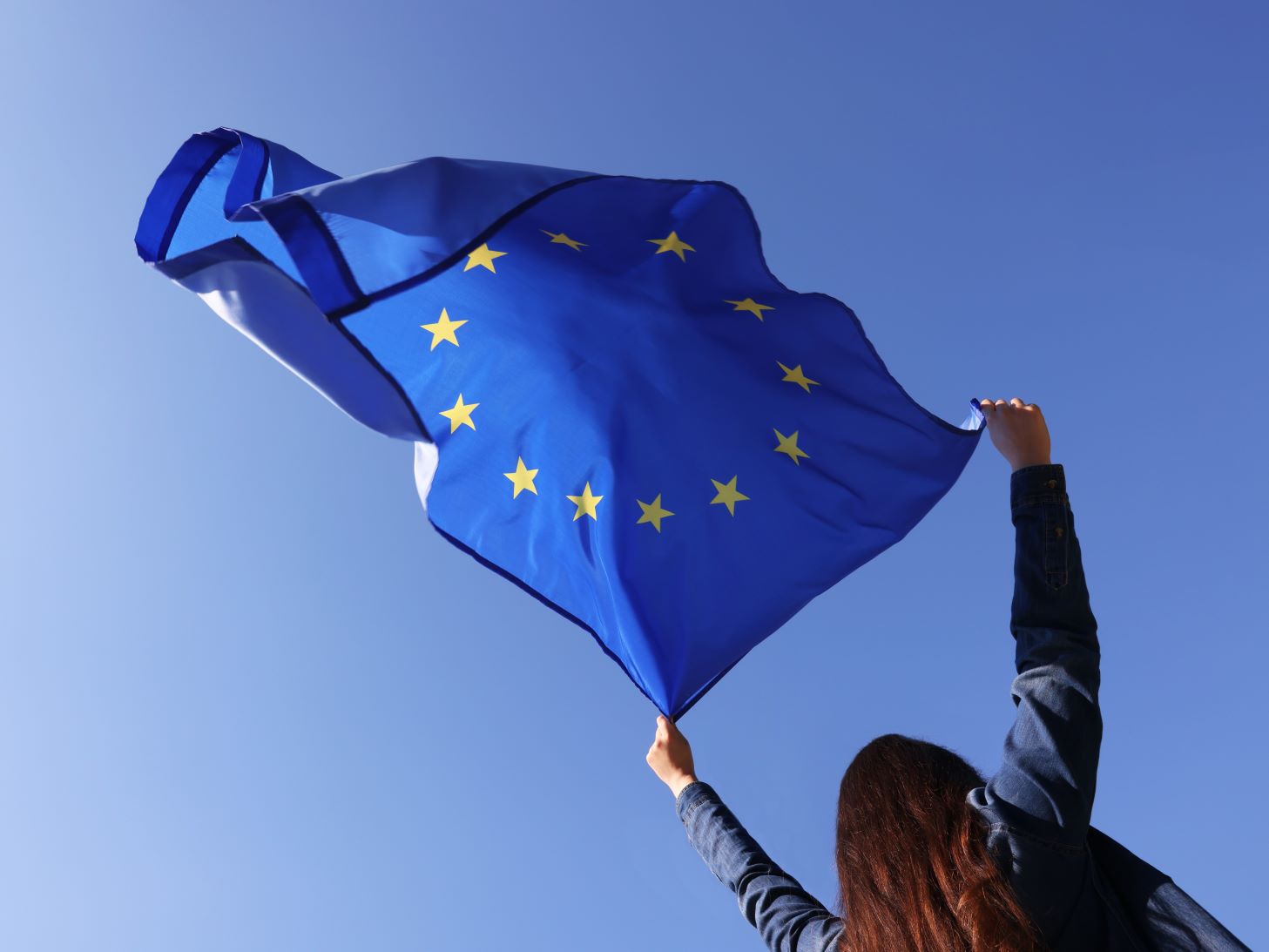 Woman holding european flag